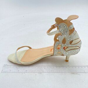 FSJ White Wedding Shoes Rhinestone Kitten Heels Bridal Sandals